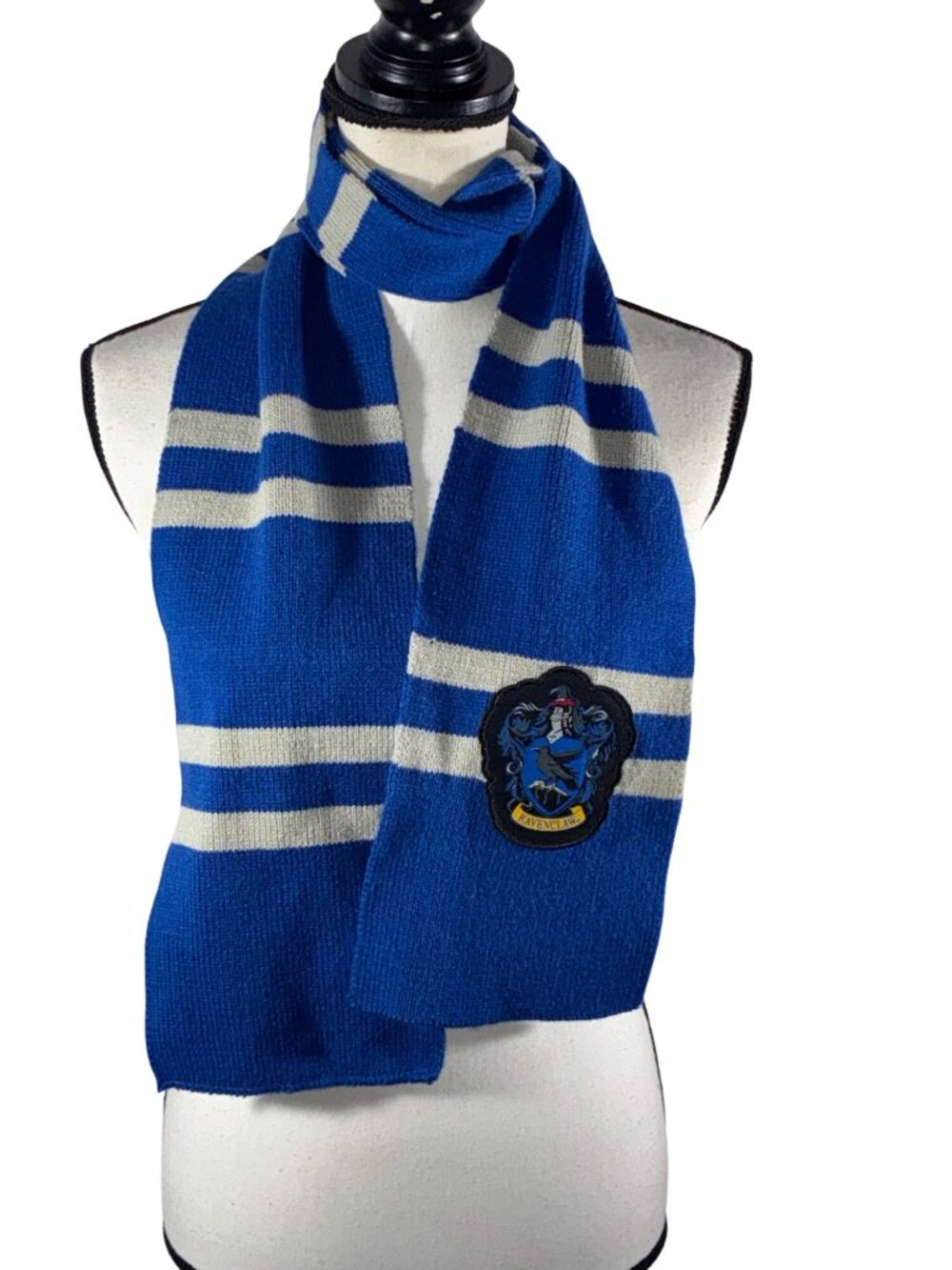 Harry Potter Ravenclaw House Knit Scarf Blue & Gray Stripes Wizarding World Cosp